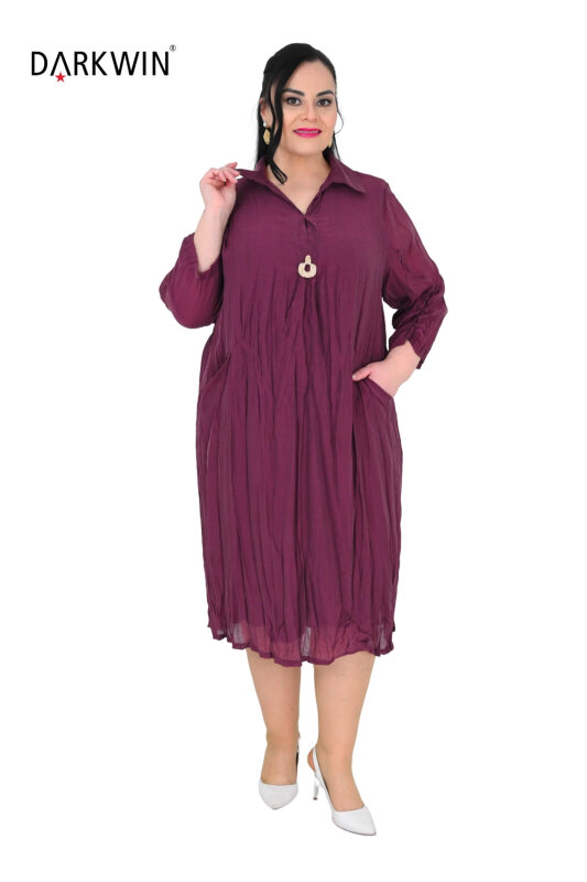 B4056 DARKWIN ELBİSE BORDO - 4