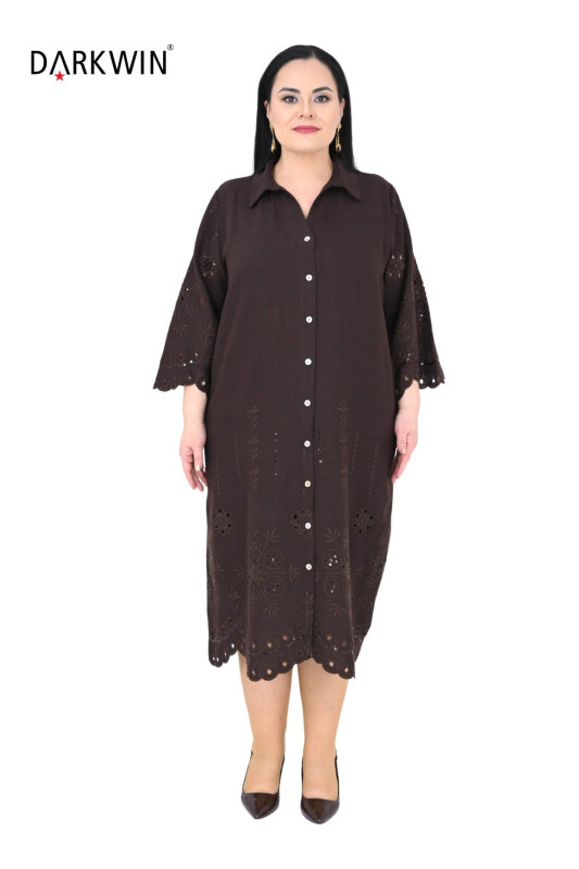 B4078 DARKWIN ELBİSE KAHVE - DARKWIN