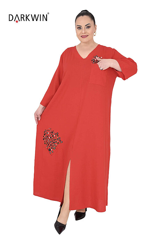 B4083 DARKWIN ELBİSE KIRMIZI - 4