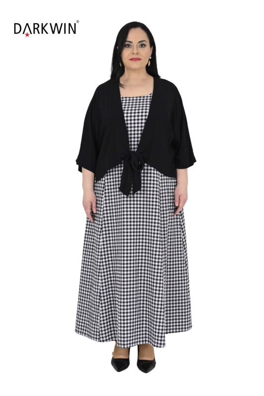 B4094 DARKWIN ELBİSE-HIRKA SIYAH-BEYAZ - DARKWIN
