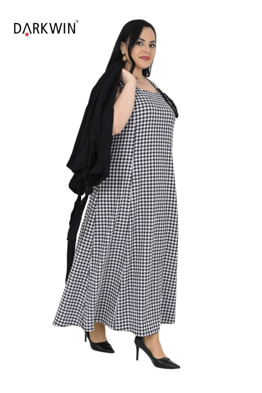 B4094 DARKWIN ELBİSE-HIRKA SIYAH-BEYAZ - 4