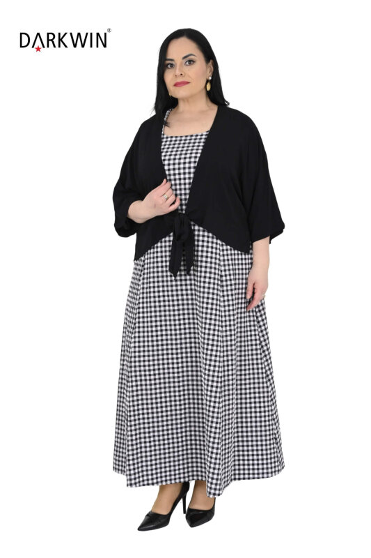B4094 DARKWIN ELBİSE-HIRKA SIYAH-BEYAZ - 5