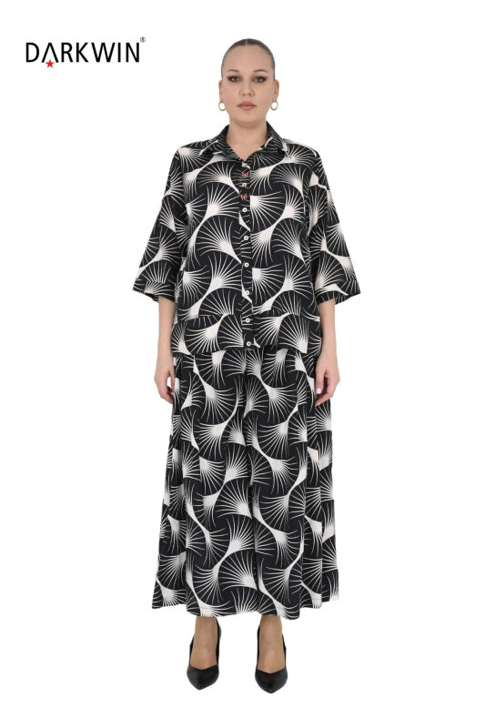 B4105 DARKWIN GÖMLEK-PANTOLON SIYAH-BEJ - DARKWIN