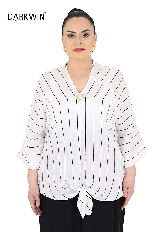 B4129 DARKWIN BLUZ BEYAZ-SIYAH - DARKWIN