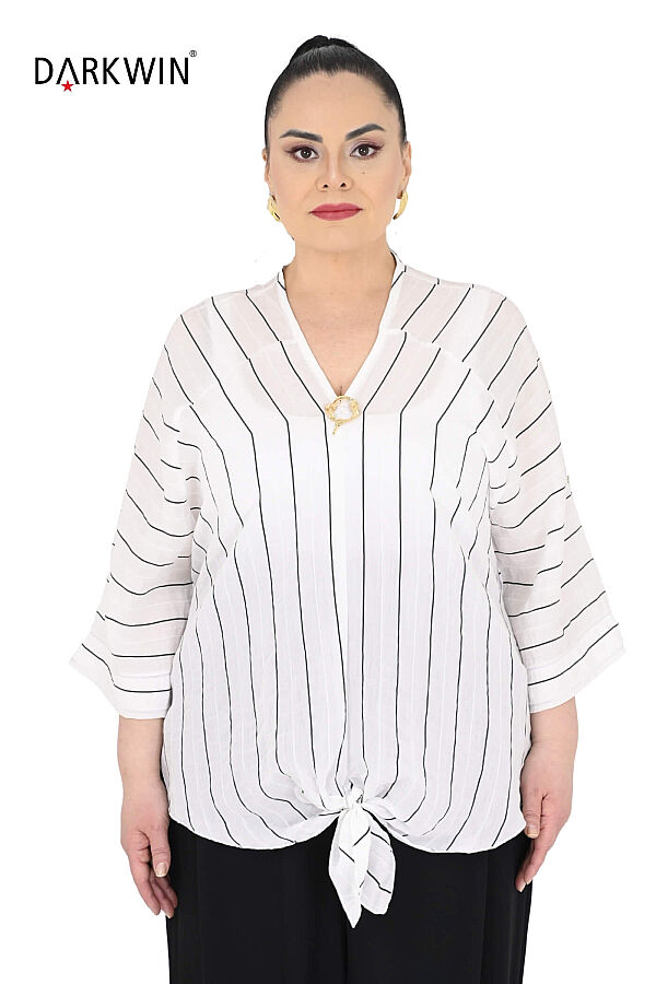 B4129 DARKWIN BLUZ BEYAZ-SIYAH - 1
