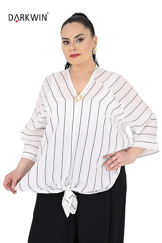 B4129 DARKWIN BLUZ BEYAZ-SIYAH - DARKWIN (1)