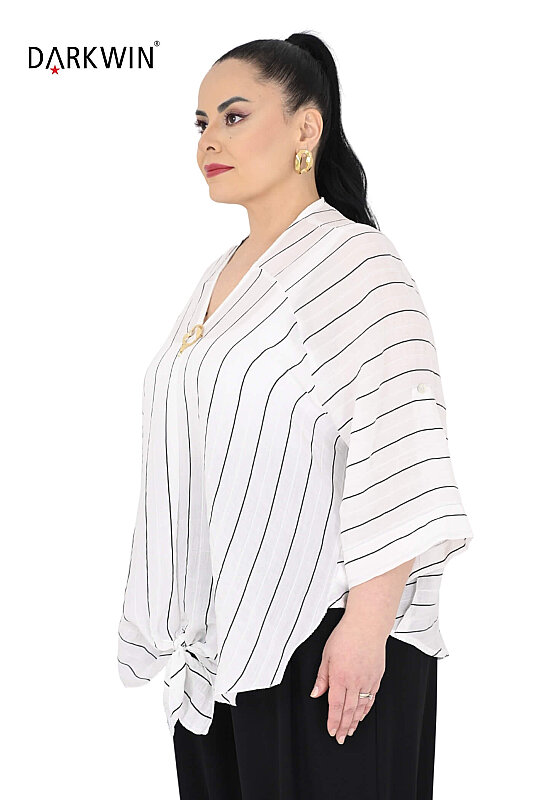 B4129 DARKWIN BLUZ BEYAZ-SIYAH - 4