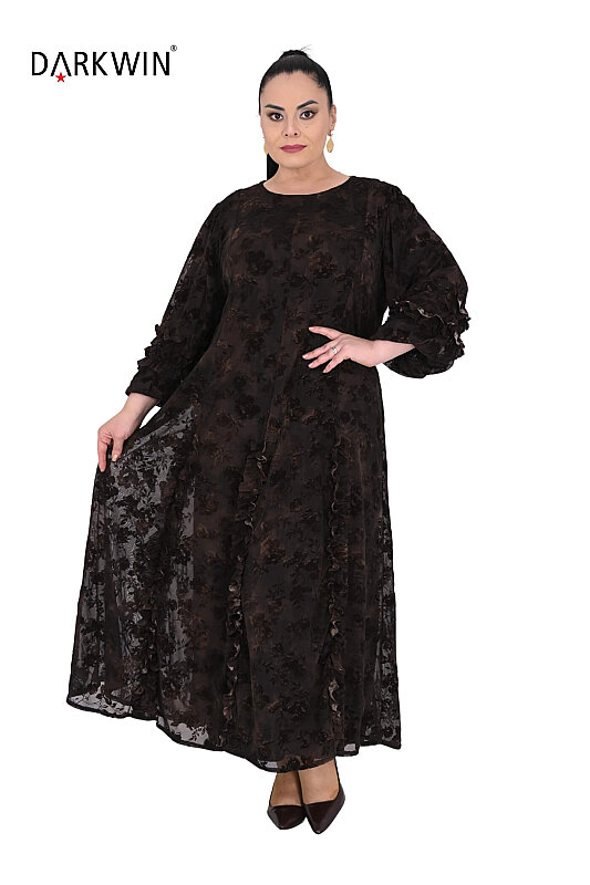 B4222 DARKWIN ELBİSE KAHVE-SIYAH - 4