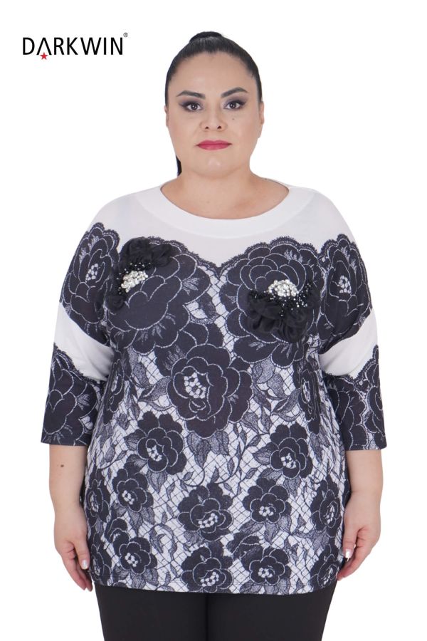 DR-539 DARKWIN BLUZ BEYAZ-SIYAH - 1