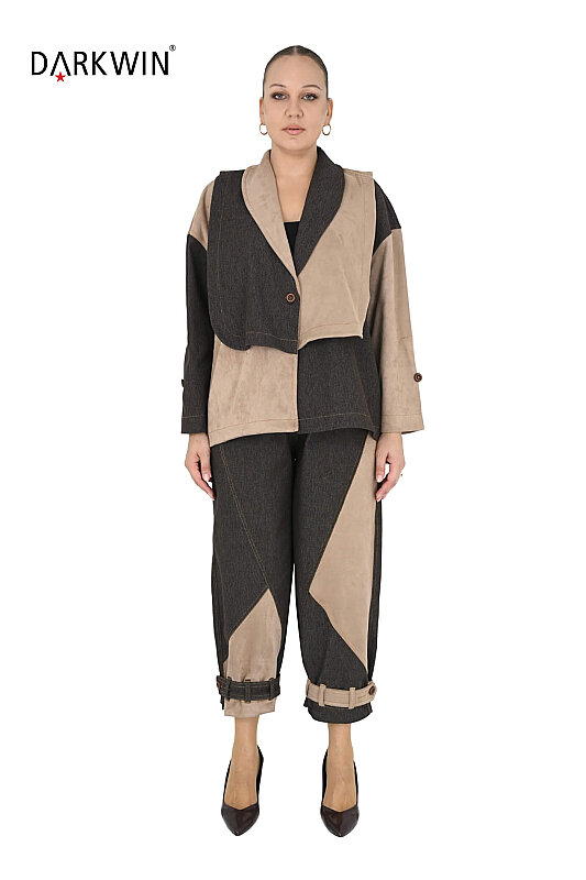 N-7003 NEONXLAB CEKET-PANTOLON BEJ - NEON XLAB