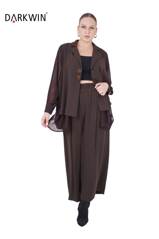 P8582 DARKWIN BLUZ-PANTOLON KAHVE - 3