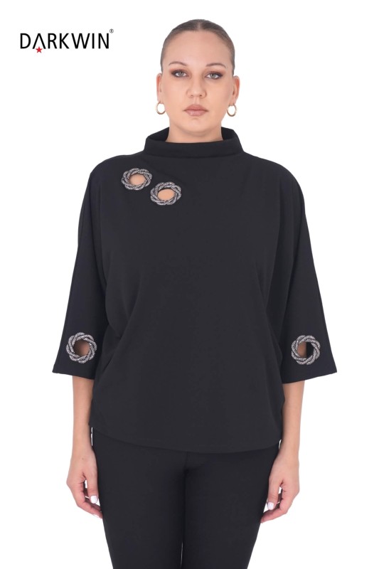 Darkwin - P8706 DARKWIN BLUZ SIYAH