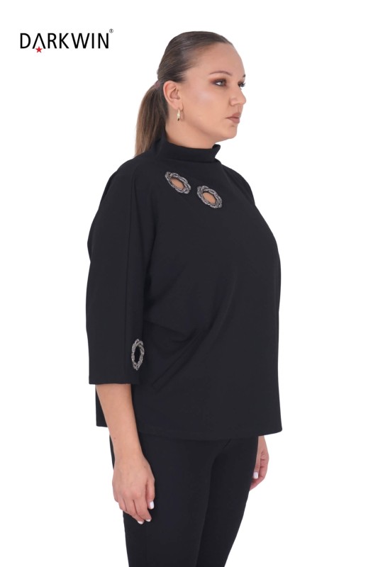 Darkwin - P8706 DARKWIN BLUZ SIYAH (1)