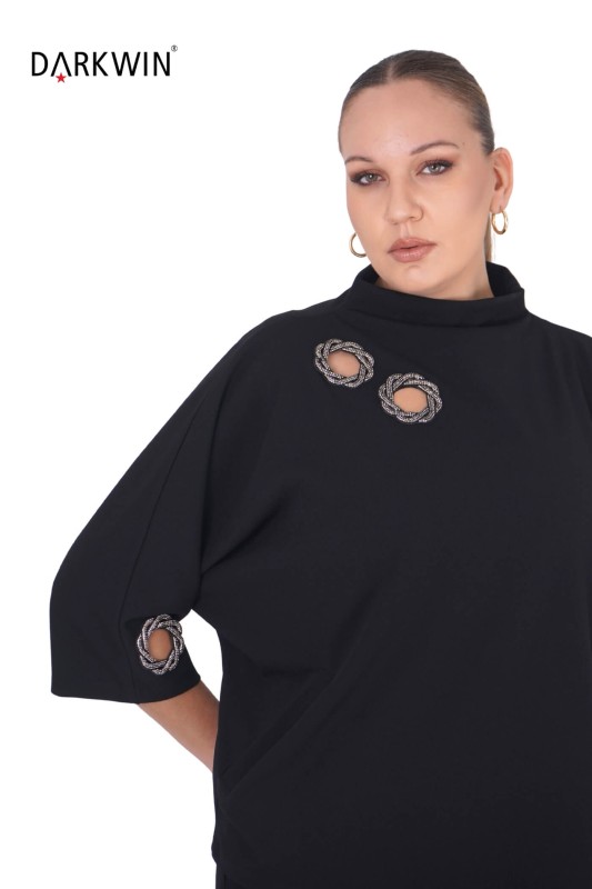 P8706 DARKWIN BLUZ SIYAH - Thumbnail