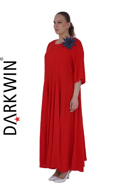 P9079 DARKWIN ELBİSE KIRMIZI - Thumbnail