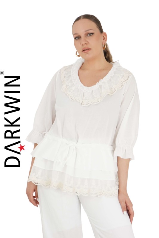 P9122 DARKWIN BLUZ BEYAZ - Thumbnail