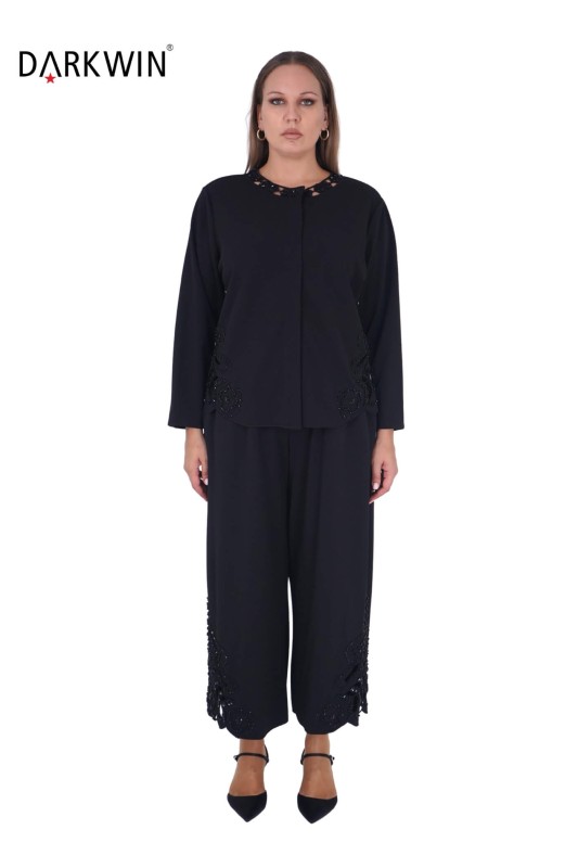 Darkwin - P9236 DARKWIN BLUZ-PANTOLON SIYAH