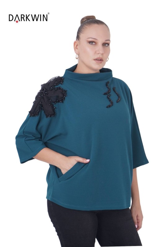 Darkwin - P9279 DARKWIN BLUZ YESIL (1)