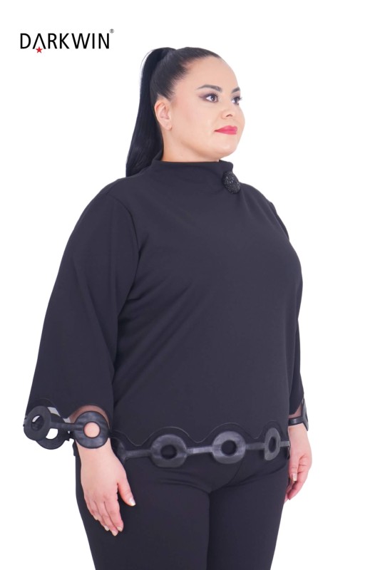 DARKWIN - P9358 DARKWIN BLUZ SIYAH (1)