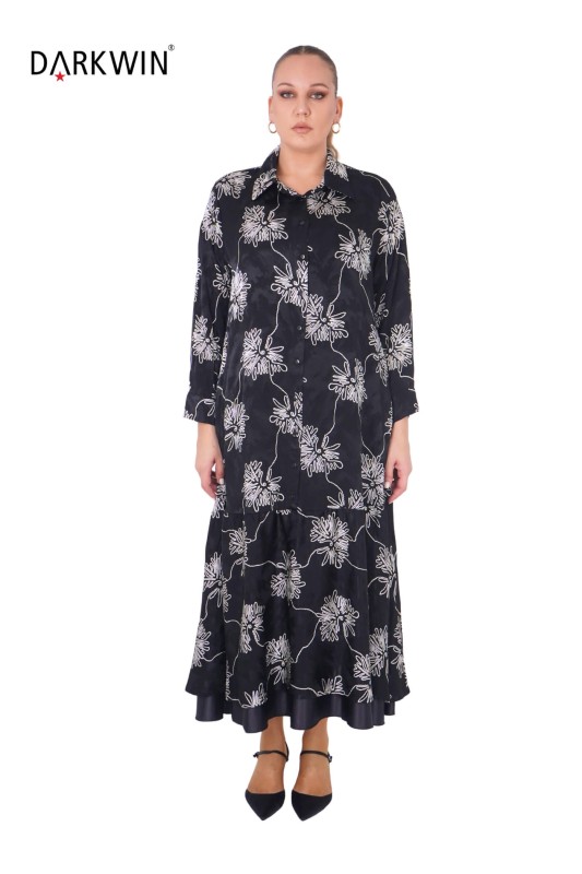 Darkwin - P9371 DARKWIN ELBİSE DESENLI