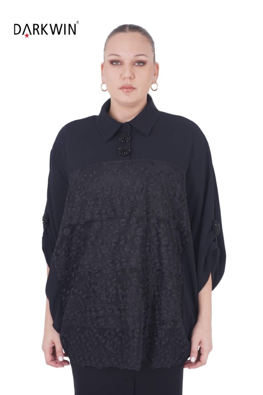 Darkwin - P9379 DARKWIN GÖMLEK SIYAH