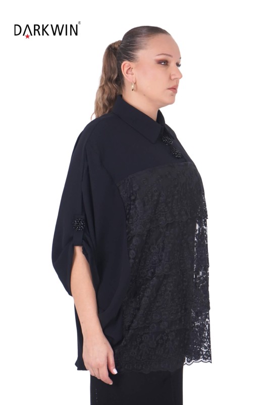 P9379 DARKWIN GÖMLEK SIYAH - Thumbnail