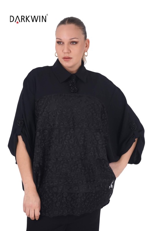 P9379 DARKWIN GÖMLEK SIYAH - Thumbnail