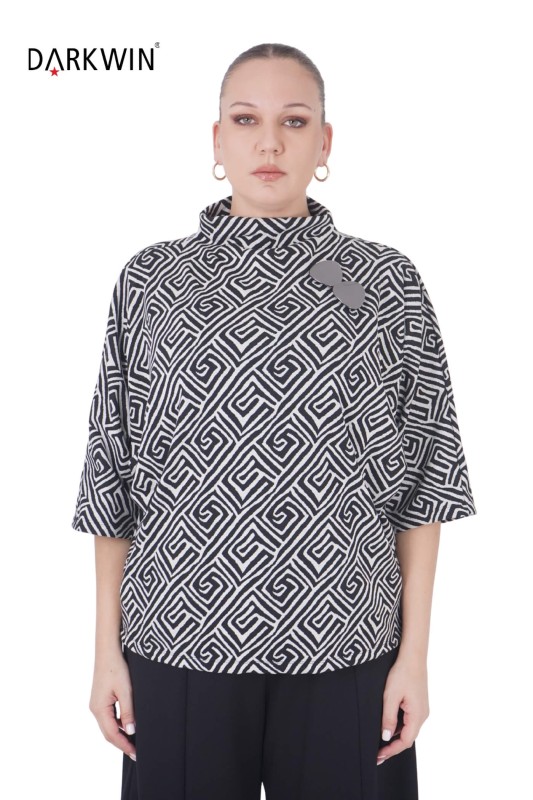 Darkwin - P9388 DARKWIN BLUZ DESENLI (1)