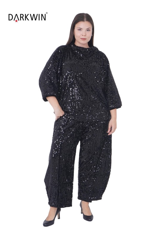 P9402 DARKWIN BLUZ-PANTOLON SIYAH - Thumbnail