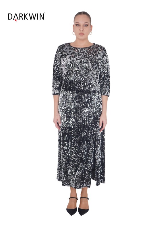 DARKWIN - P9411 DARKWIN ELBİSE GUMUS