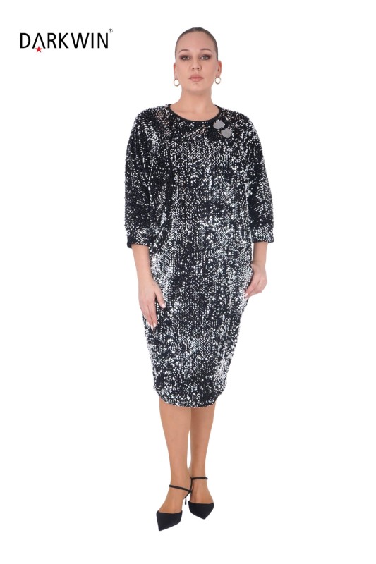 P9431 DARKWIN ELBİSE GUMUS - Thumbnail