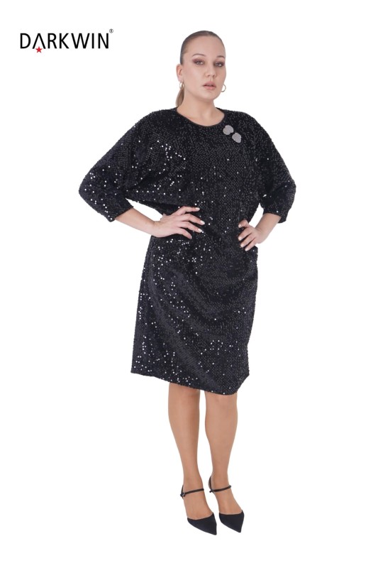 P9431 DARKWIN ELBİSE SIYAH - Thumbnail