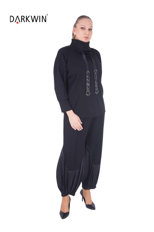 P9432 DARKWIN BLUZ-PANTOLON SIYAH - Thumbnail