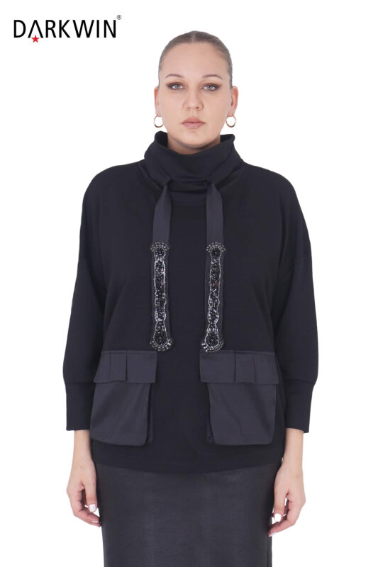 P9436 DARKWIN BLUZ SIYAH - DARKWIN