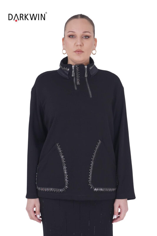 P9464 DARKWIN BLUZ SIYAH - DARKWIN