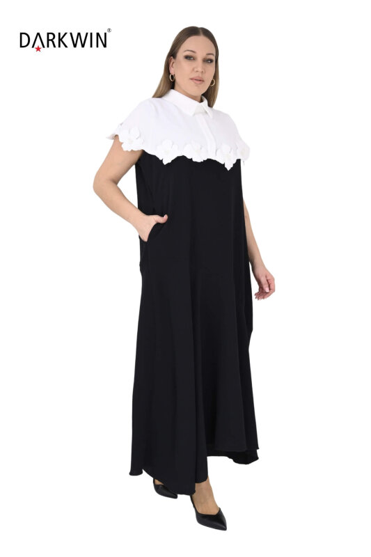 P9576 DARKWIN ELBİSE 2 Lİ SIYAH-BEYAZ - 5