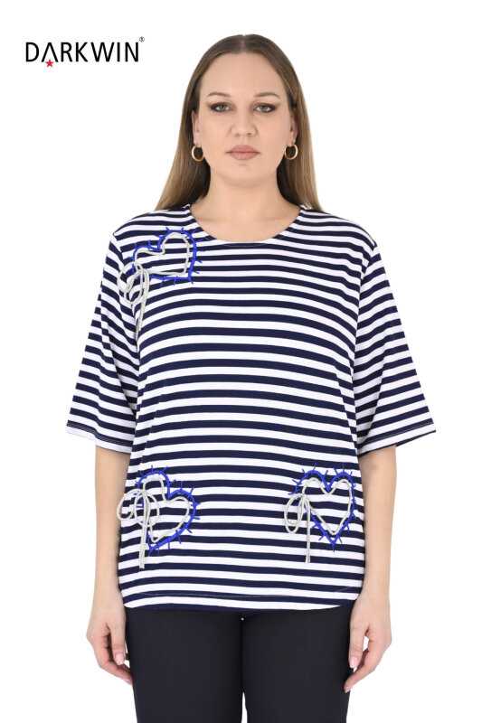 P9608 DARKWIN BLUZ LACI-BEYAZ - DARKWIN