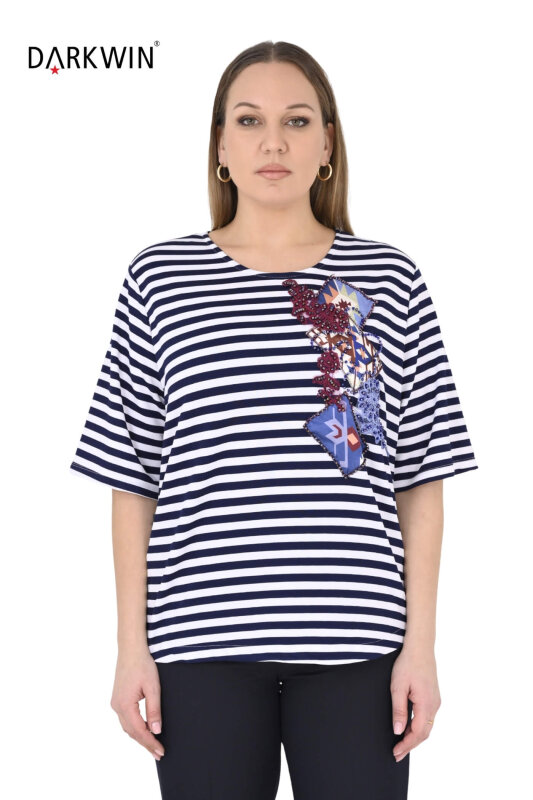 P9609 DARKWIN BLUZ LACI-BEYAZ - DARKWIN