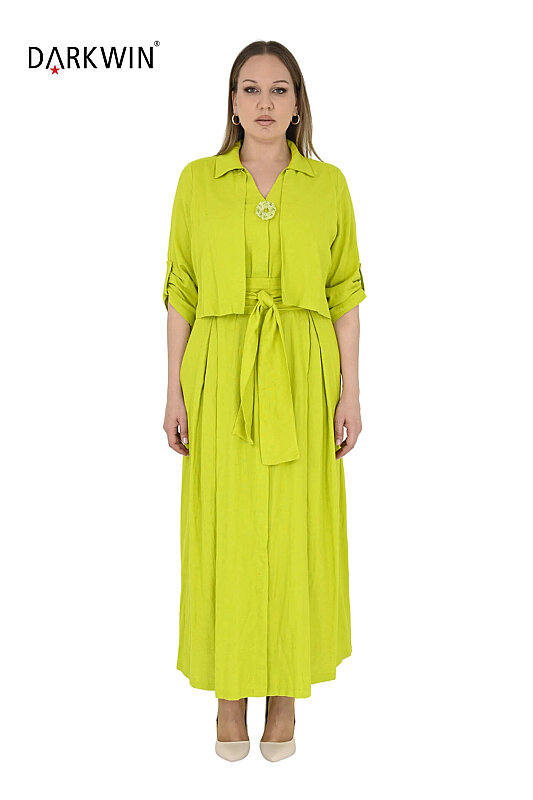 P9628 DARKWIN ELBİSE SARI - DARKWIN