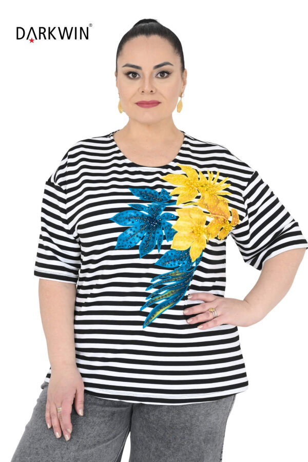 P9643 DARKWIN BLUZ SIYAH-BEYAZ - 4