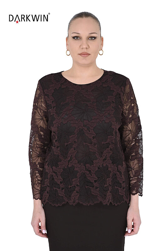 P9656-B DARKWIN BLUZ KAHVE - DARKWIN
