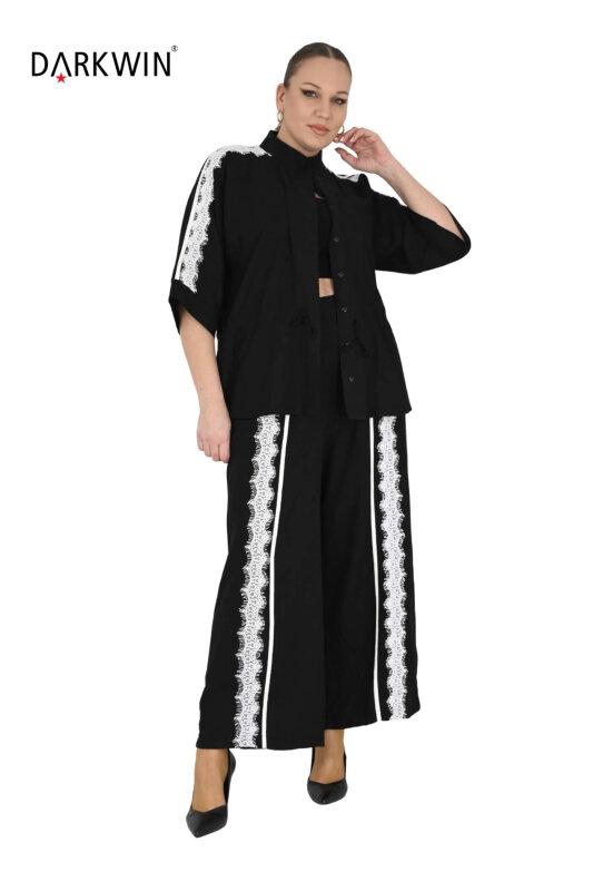 P9667 DARKWIN BLUZ-PANTOLON SIYAH - 4