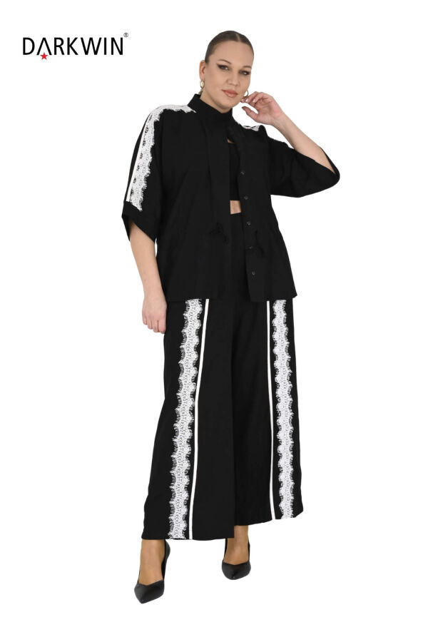 P9667 DARKWIN BLUZ-PANTOLON SIYAH - 4