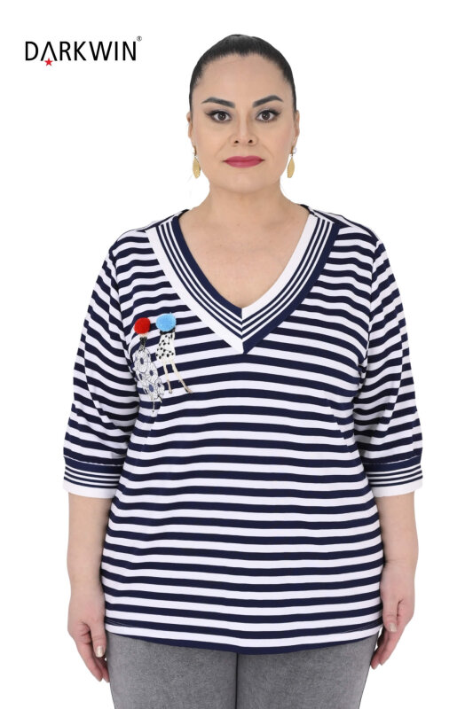 P9681 DARKWIN BLUZ LACI-BEYAZ - 4