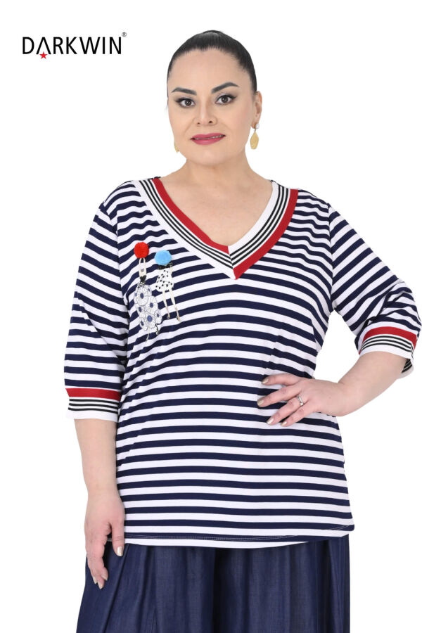 P9681 DARKWIN BLUZ LACI-BEYAZ - 7