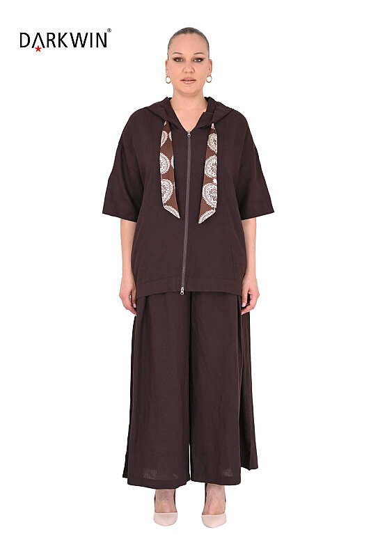 P9806 DARKWIN BLUZ-PANTOLON KAHVE - DARKWIN