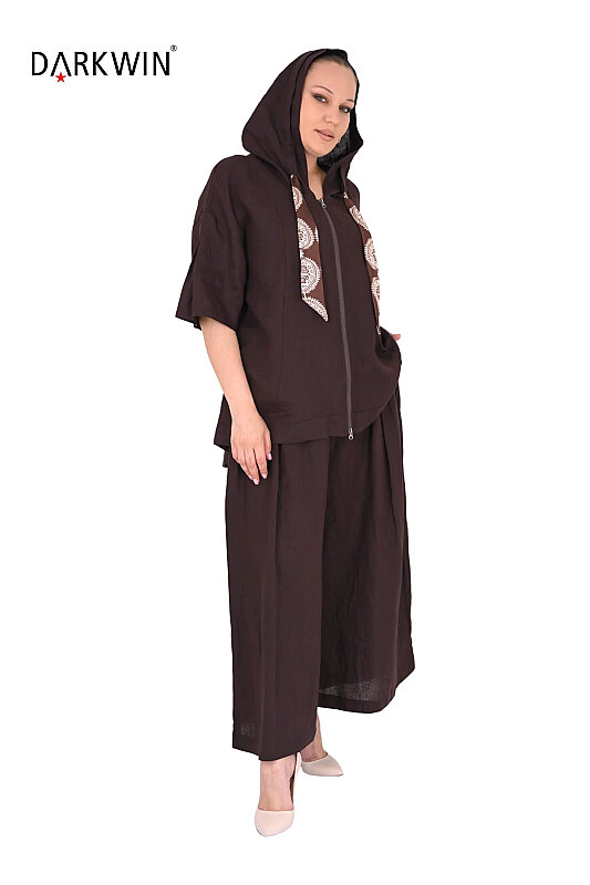 P9806 DARKWIN BLUZ-PANTOLON KAHVE - 4