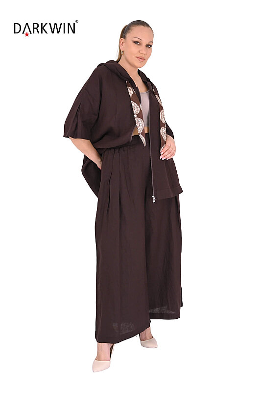 P9806 DARKWIN BLUZ-PANTOLON KAHVE - 5