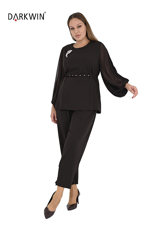 P9853 DARKWIN BLUZ-PANTOLON KAHVE - 4