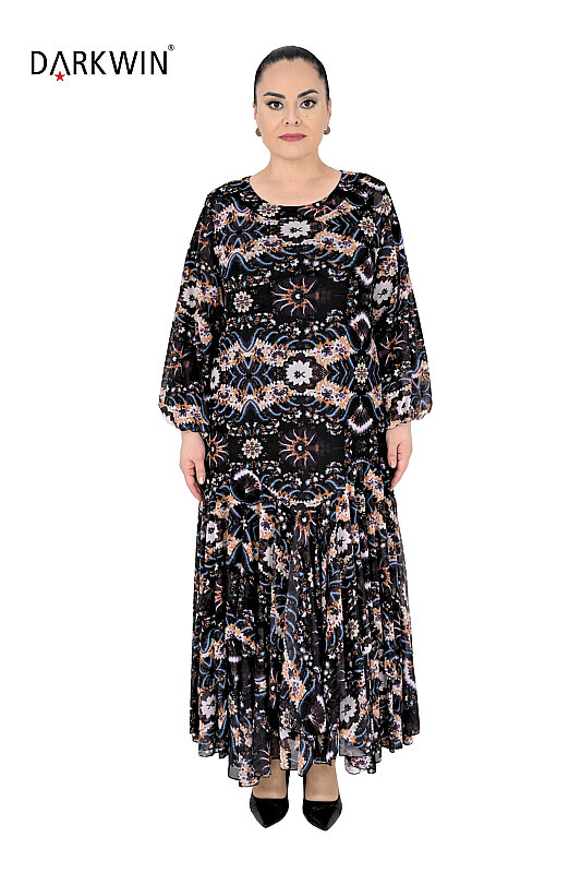 P9872 DARKWIN ELBİSE SAKS - DARKWIN